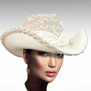 👑 Ivory Glimmer Queen Rhinestone Cowgirl Hat 🤍 Crystal Western Glam